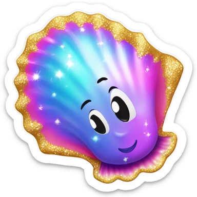 Lisa Frank sparkle sea shell with pearl ￼ sticker