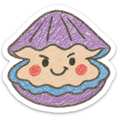Cute oyster winking expression in children doodle style, transparent background sticker
