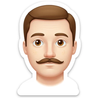 white guy with thin mustache and pimples  sticker