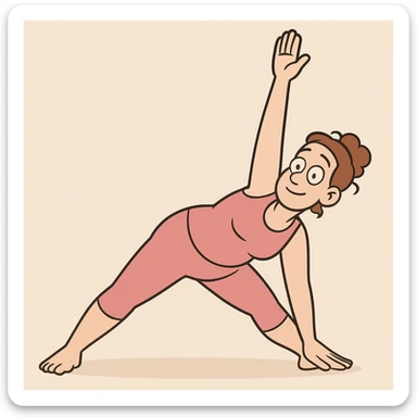 person in a pink athletic outfit doing a yoga pose, relaxed expression, clean background sticker