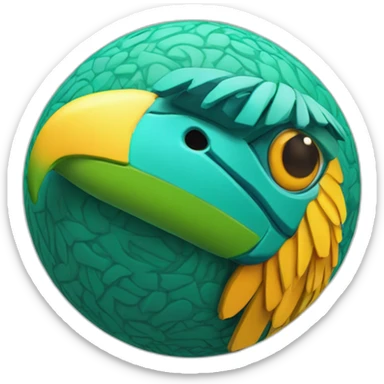 3d sphere with a cartoon Parrot skin texture with Eye of Horus sticker