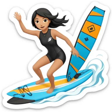 Surfista con neopreno negro largo en el mar haciendo kite surf y un loop sticker