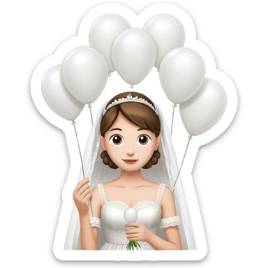 bride with white balloons sticker