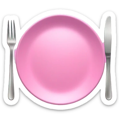 Pink plate with pink silverware realistic sticker