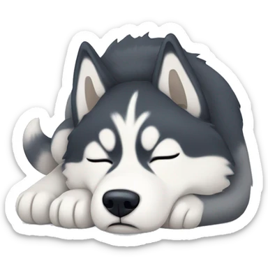 Husky curled up sleeping sticker