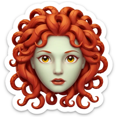 statue head medusa red hair marble sticker