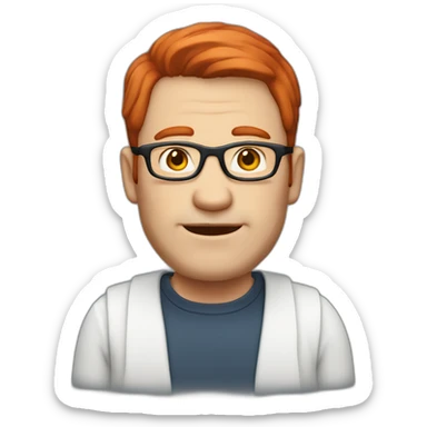 50years old men with white skin, with red hair with glasses sticker