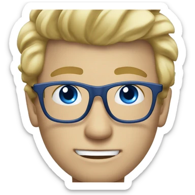 blonde bristle men glasses blue eyes sticker