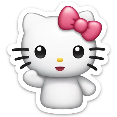 hello kitty with a heart hand sticker