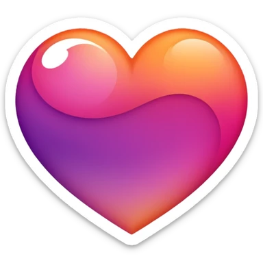 This emoji shows a stylized heart shape rotated 90 degreesIt features a smooth gradient blending warm orange, pink, and purple tones, creating a soft and vibrant look.  sticker