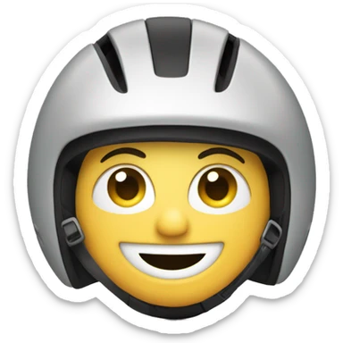 person in a bike helmet smiling. Wrench  sticker