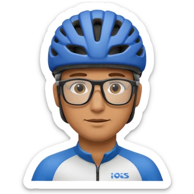 man wearing cycling helmet and glasses sticker