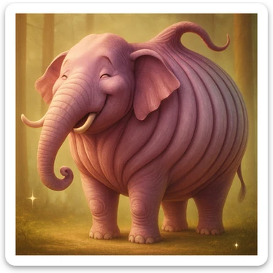 Edit the elephant's face to have a happy, smiling expression while keeping the image quality and style consistent with the original. sticker