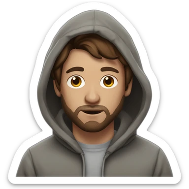homeless man called forsen with brown hair with a hoodie gray hoodie over you can see entire hoodie, no pants are shown sticker