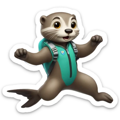Skydiving otter, his name is ice, put a tag with his name sticker