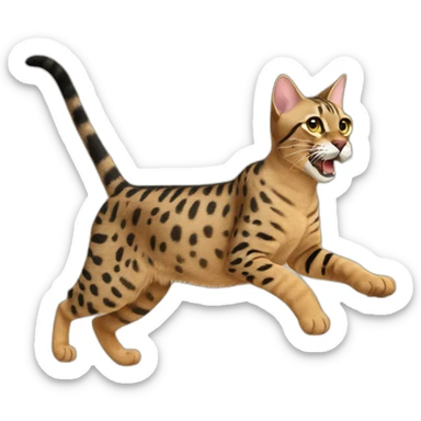 chasing savannah cat sticker