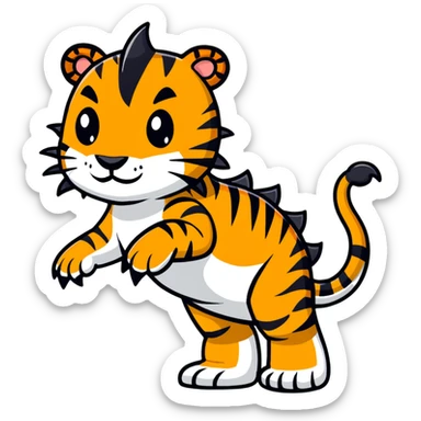 Tiguanasaur  (Tiger + Iguana + Dinosaur) Stripes, spikes, claws, and a mean tail whip. This one’s your mythical beast — great for legendary tier NFTs sticker