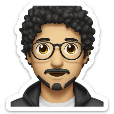 Manga face with aviator glasses, goatee, black hair sticker