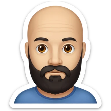 A bald man with a full thick bushy black beard sticker