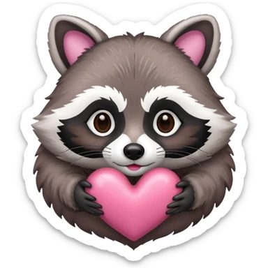 raccoon in heart sticker