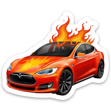 Tesla car burning  sticker