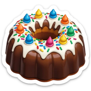  bundt cake with colorful pieces inside of the Bundt cake sticker