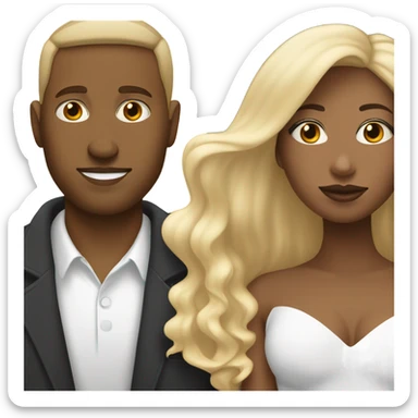 Black mixed woman with brown hair kissing white man with blonde hair sticker