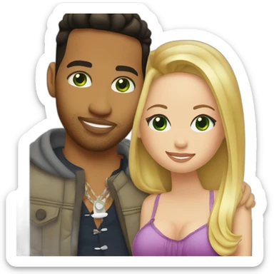 Romeo Santos with pregnant blond girl and green eyes pregnent sticker