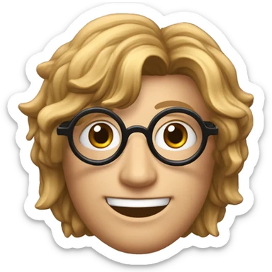 Harry potter avec les cheveux noir ondulés noir des lunettes ronde une cicatrice une baguette magique et un pot de fleur  sticker