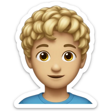 Niño de 5 años, cabello castaño corto, ojos azules, color de piel claro. sticker