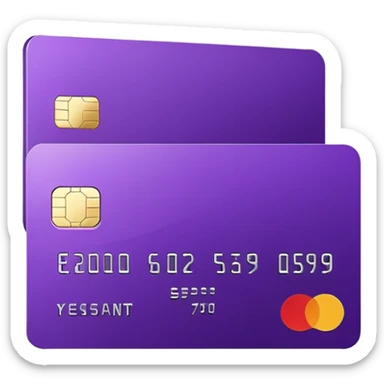 purple bank card, no numbers, simple design sticker