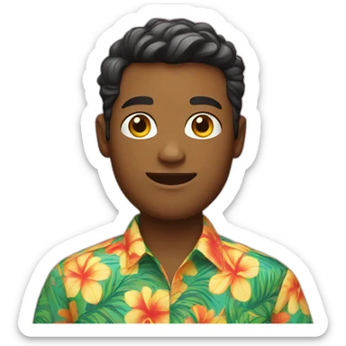 young white man wearing bright hawaiian shirt sticker