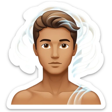 Abstract male outline with floating ethereal energy surrounding and flowing through the silhouette, stylish masculine essence sticker