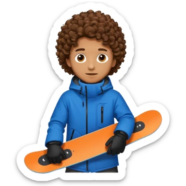 Man with curly hair on a snowboard  sticker