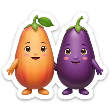 eggplant and peach holding hands sticker