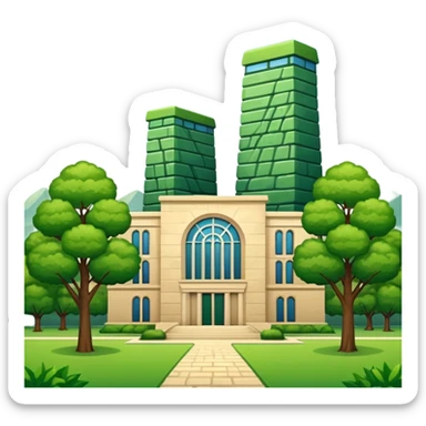 paisaje verde con una universidad sticker