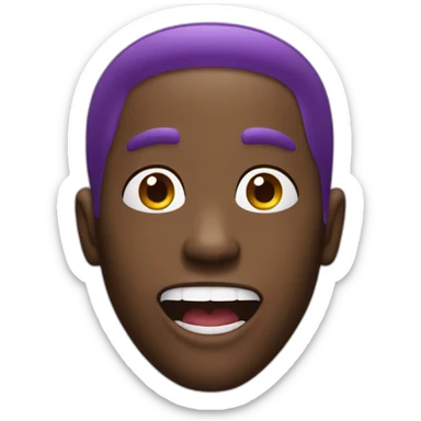 purple hair black guy open mouth sticker
