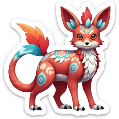 Falvie-Fionbri-fantasy-creature-Fakémon-Pokémon, full body, with markings sticker