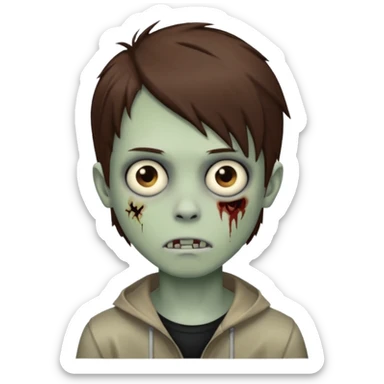 boy zombie with brown hair emo sticker