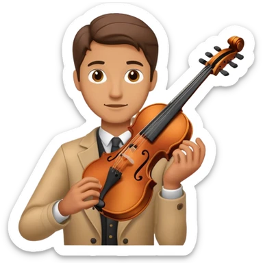 A man holds a violin sticker