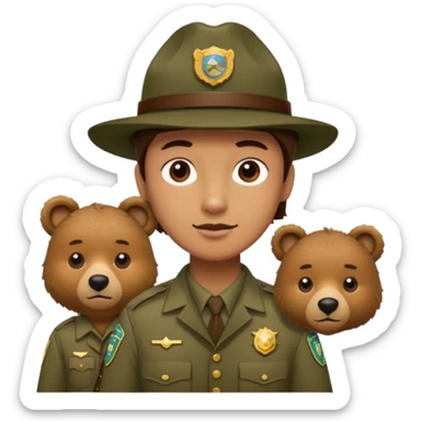 Park ranger and bear sticker