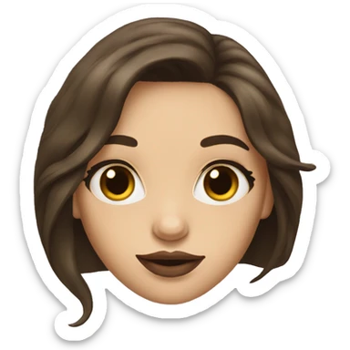 Brunette woman with long hair clack, painted lips sticker