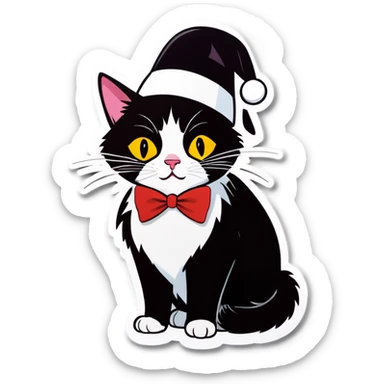 Tuxedo Cat with bonnet sticker