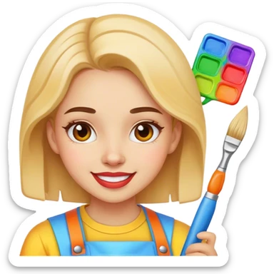 very cheerful and colorful painter girl sticker
