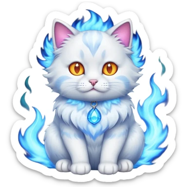 fire blue cat sticker