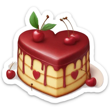 Vintage heart-shaped cake with cherries  sticker