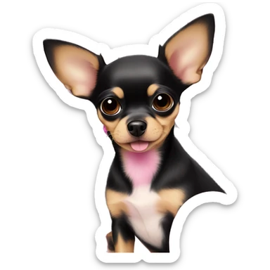 black & tan chihuahua puppy surrounded by pink balloons sticker