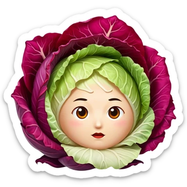 a head of deep red spicy korean style cabbage kimchi sticker