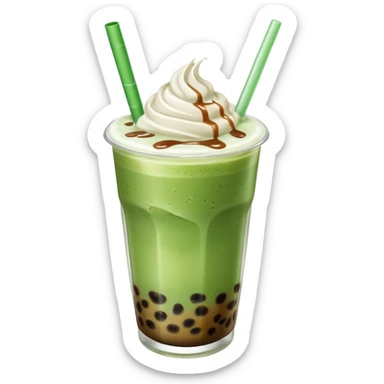 matcha latte with boba and ice without sticks and add a lil coffee  sticker