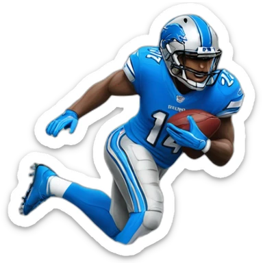 Detroit Lions football player wearing number 14 sticker